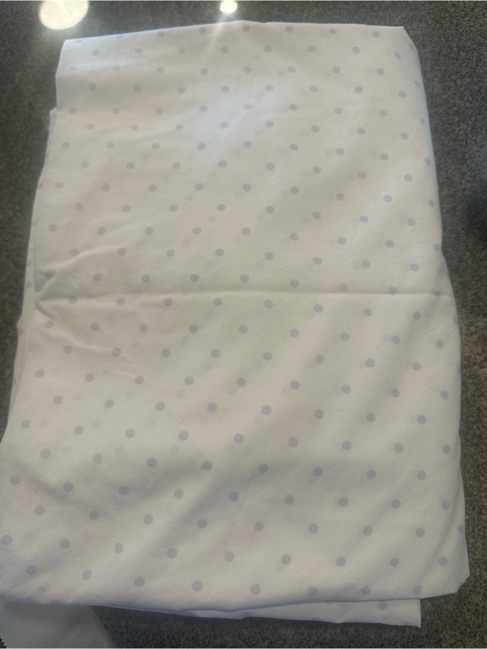 Pottery Barn Kids White Sheet with Light Lavender Polka Dots